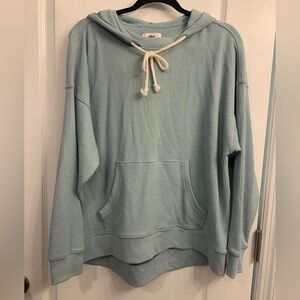 Aerie Light Blue Cozy Waffle Knit Oversized Long Sleeve Pullover Hoodie Small